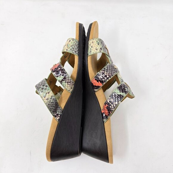Vionic Womens Snakeskin Print Wedge Sandals With Adjustable Straps & Buckles Siz - Picture 9 of 11